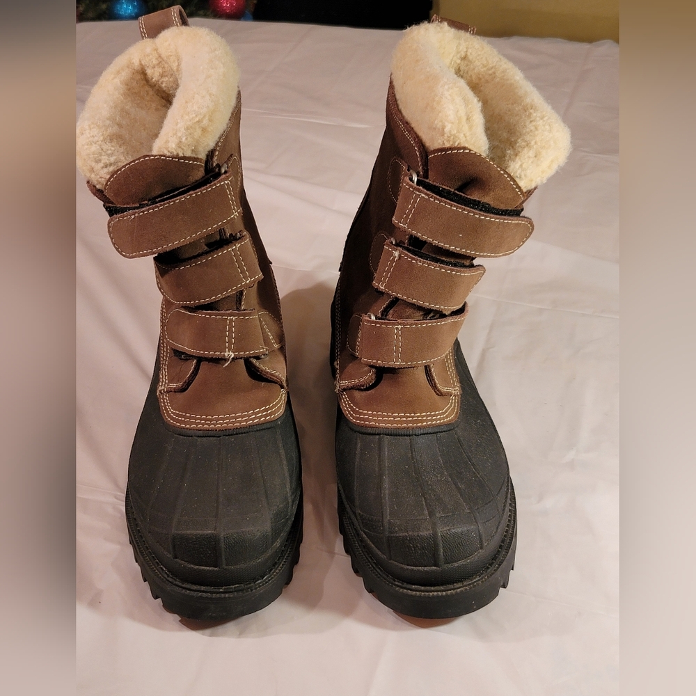 L L Bean Suede Winter Snow Boots Men’s 7 M Hook & Loop Felt Lined Insulated Size